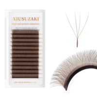 Cils XIUSUZAKI Four Clover 8-15mm, extensions de faux cils faits à la main, brun foncé, W4D Clover 4D, cils en forme de W