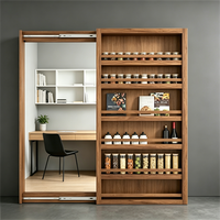 Bibliothèque coulissante moderne en bois avec porte Murphy dissimulée, gain de place pour salon et bureau à domicile