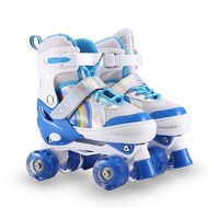 Patins à roulettes pour enfants Sportneer, ensemble de protection pour l'extérieur, 4 tailles réglables, filles, 8 roues LED clignotantes, design de dessin animé, nylon, cuir