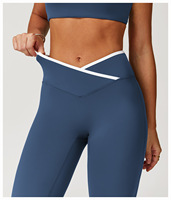 Celana Yoga Wanita Model Flare Legging Pinggang Tinggi Model Crossover Celana Olahraga Slim Fit Celana Fitness