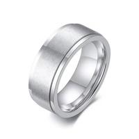 Bagues tendance en acier inoxydable pour hommes, design rond simple, rotatives, noir et argent, bijoux de mode anti-stress pour mariage et fiançailles