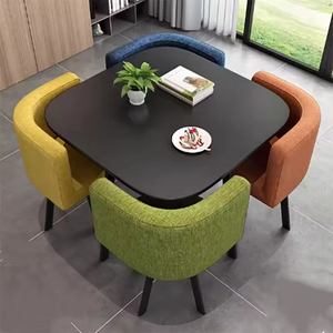 Set Moderno di <span class=keywords><strong>Tavolo</strong></span> da Pranzo <span class=keywords><strong>Quadrato</strong></span> in <span class=keywords><strong>Legno</strong></span> con 4 Sedie, Arredamento per Ristorante Assemblato - Product Image 3