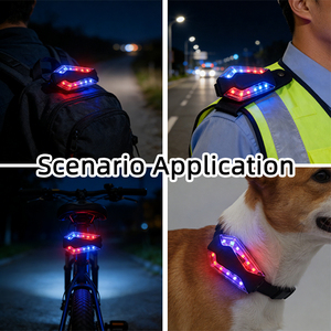 Feux de signalisation LED de sécurité non-réfléchissants, étanches, rechargeables, 500 mAh, à commande tactile, clignotants, ABS, rouge et <span class=keywords><strong>bleu</strong></span> - Product Image 4