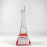 Bouteille de verre à liqueur vide transparente en forme de tour Eiffel au design unique pour la vodka, le whisky, le gin, les spiritueux avec bouchon