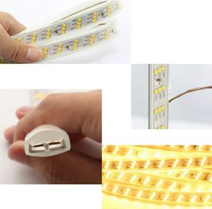 ไฟ LED แถบแสงแรงดันสูง 220V สีวอร์มไวท์ แบบสองแถวเอียง สามแถว พร้อมไดรเวอร์กันน้ำในตัว ไม่ต้องใช้ไดรเวอร์ภายนอก สำหรับบ้านและสวน - Product Image 5
