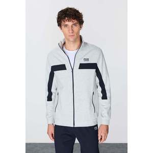 Chándal para hombre gris-marino texturizado de corte estándar con bordado - 85248 - Gris/azul marino - Product Image 5