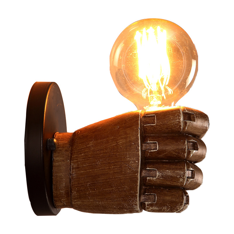 Tonghua THW-185 Industrial Resin Fist Wall Lamp - Retro Vintage Light Fixture for Indoor Decor