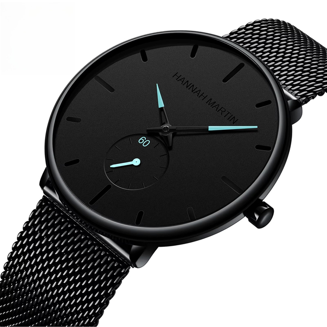 Fashion Simple Design Hannah Martin Watch Waterproof Stainless Steel Mesh Small Dial Men Watches Quartz Watch for Men