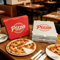 SP4749 Pochettes à pizza personnalisées imprimées en quatre couleurs, écologiques, jetables, recyclables, en carton ondulé kraft de qualité alimentaire, finition mate