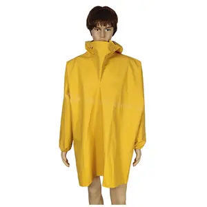 OEM adult full length waterproof pvc rain coat poncho customized logo rain clothes heavy duty pvc polyester full body raincoat