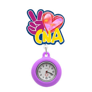 Porta credenciales de plástico ABS personalizado al por mayor para enfermeras y médicos con diseño de purpurina para colgar con clip de reloj de bolsillo - Product Image 5