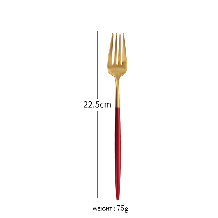 Dinner fork red gold