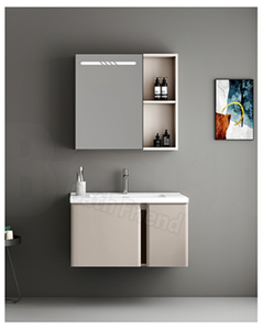 Meuble <span class=keywords><strong>de</strong></span> <span class=keywords><strong>salle</strong></span> <span class=keywords><strong>de</strong></span> <span class=keywords><strong>bain</strong></span> mural design moderne 2026 avec miroir LED, vasque en céramique, prix abordable, idéal pour hôtels, garantie 3 ans - Product Image 4