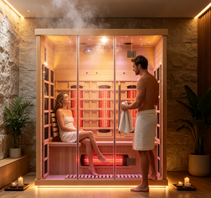 Sauna en bois massif préfabriqué sur mesure, intérieur/extérieur, double option, infrarouge et traditionnel, modes de chauffage doubles - Product Image 1