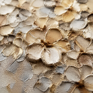 <span class=keywords><strong>Cuadro</strong></span> de arte floral texturizado pintado a mano, pintura al óleo abstracta de flores silvestres con detalles dorados sobre <span class=keywords><strong>fondo</strong></span> claro - Product Image 2
