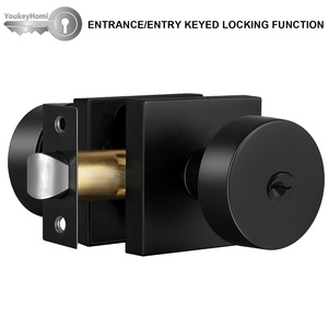 YoukeyHomiマットブラック全機能キー付き入口キーレスプライバシー通路ダミースクエアドアノブハンドルロック - Product Image 2