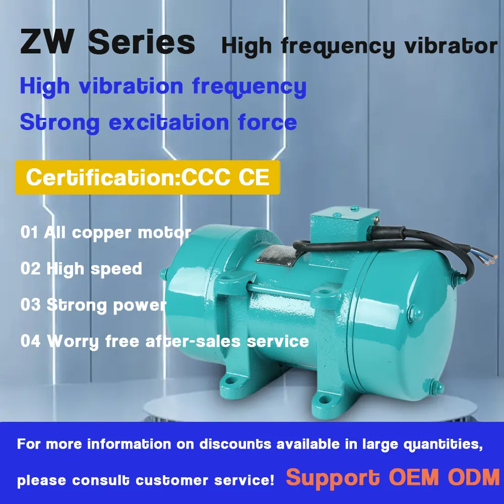 ZW-5 Cement Betonbrug Trillingsmotor Met Variabele Frequentie 1,1kw Hoogfrequente Bijgevoegde Vlakke Plaat Vibrator