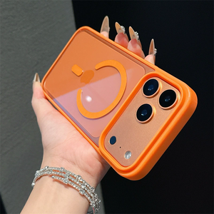 เคสโทรศัพท์แบบแม่เหล็ก TPU นิ่ม รองรับการชาร์จไร้สาย สำหรับ <span class=keywords><strong>iPhone</strong></span> 17 Air, สำหรับ <span class=keywords><strong>iPhone</strong></span> 17 Pro Max เคสป้องกัน สีส้ม ลดราคาพิเศษ - Product Image 1