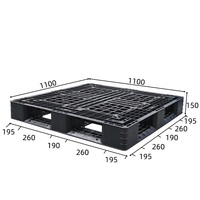 Palette en HDPE bleue à grille robuste, capacité de charge dynamique 1,5T, entrée à quatre voies pour chariot élévateur, pour stockage en entrepôt, logistique et expédition