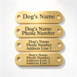 Personalized <b>Stamped</b> Brass Dog Tag Rectangular <b>Metal</b> Pet Nameplate with 2 Holes for Collar Attachment - Product Image 2
