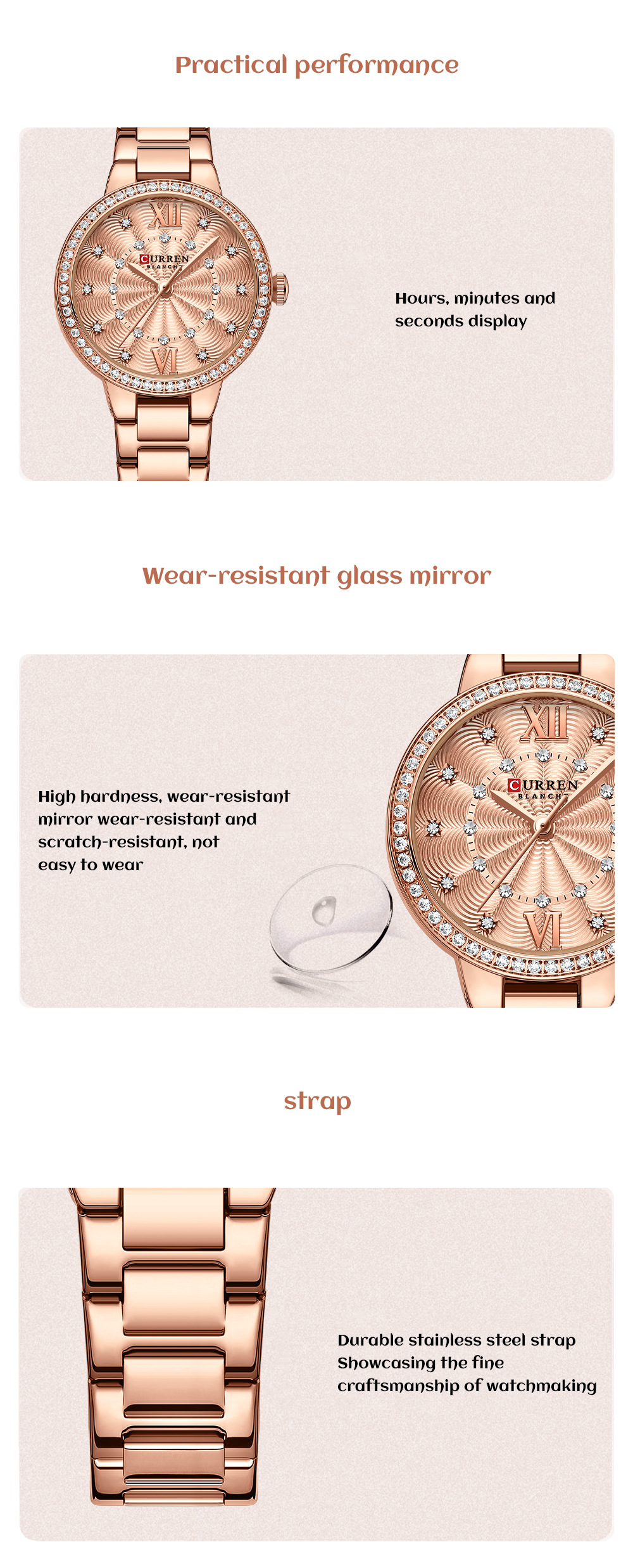 CURREN — montre-Bracelet en acier inoxydable pour femmes, marque de luxe, Bracelet classique décontracté, horloge, 9085
