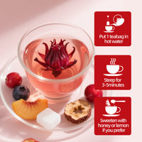 Tisane aux fruits naturels Hibiscus, Canneberge, Myrtille, Pomme et Aubépine, sans caféine, 10 sachets pour femmes