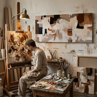 Vente en gros, dropshipping, peinture à l'huile Art Déco faite à la main sur toile de coton 450 GSM, cadre, tailles et motifs personnalisés, usage domestique et commercial