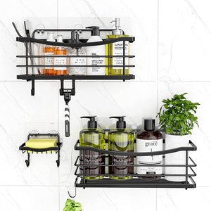 Wall Mounted No Drilling Shower Storage Holder with 2 Sets Shower Caddy Basket