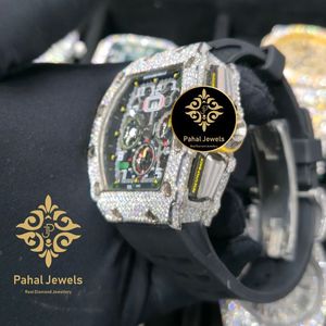 นาฬิกาข้อมือผู้ชาย Pahal Jewels หรูหรา ระบบจักรกล ตัวเรือนสแตนเลส สายยาง แสดงผลแบบอนาล็อก-ดิจิตอล โครโนกราฟ กระจกแซฟไฟร์ - Product Image 5