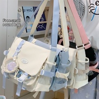 Sac messager en silicone style preppy avec rabat, grande capacité, transparent, avec breloque – Sac bandoulière et fourre-tout pour femme