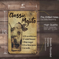 Letrero Metálico de Pared con Receta de Cóctel Cuba Mojito, Decoración para el Hogar, Bar, Pub, Cocina