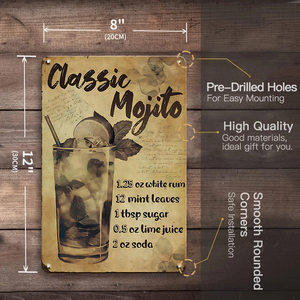 Letrero Metálico de Pared con Receta de Cóctel <span class=keywords><strong>Cuba</strong></span> Mojito, Decoración para el Hogar, <span class=keywords><strong>Bar</strong></span>, Pub, Cocina - Product Image 5