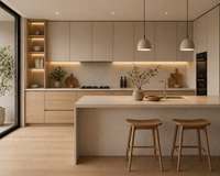 Meuble de rangement moderne sur mesure, unité de cuisine multifonctionnelle avec compartiment de rangement ouvert haut, personnalisé pour entrepreneur en aménagement intérieur