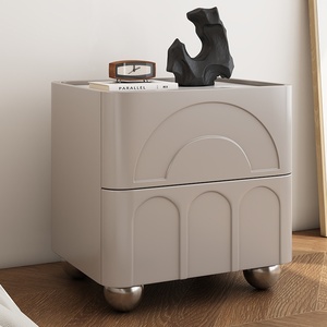 Table de <span class=keywords><strong>chevet</strong></span> en bois crème <span class=keywords><strong>scandinave</strong></span> 2025 avec rangement multifonctionnel Design de luxe moderne Installation complète sans lumière solide - Product Image 6