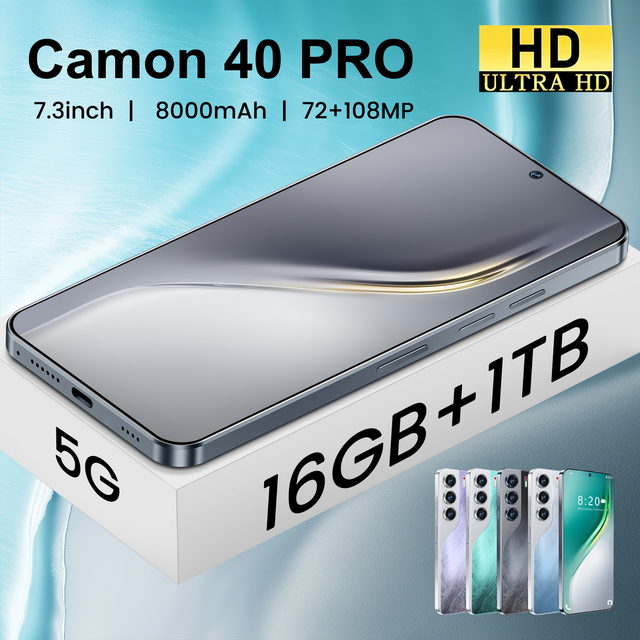 Premium Finish Camon 40 Pro 5G Global Edition Android 15+108MP Camera HD Dual SIM Card 7800mAh Battery 16GB 1TB Unlocked