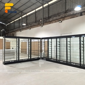 Vitrina sin marco, diseño personalizado, estructura de puerta corrediza de vidrio Bloqueable, tienda minorista moderna, escaparate de vidrio templado - Product Image 4