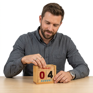 Bloque de calendario de madera con números y letras pintados para decoración - Product Image 1