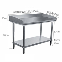 Table de travail en acier inoxydable, table de cuisine, avec table de projection latérale, table de travail à double couche, taille personnalisée