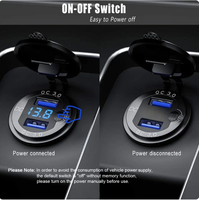 Pengisi daya cepat untuk mobil, pengisi daya mobil 12V/24V aluminium QC3.0 Dual USB dengan Voltmeter untuk mobil perahu dan rv