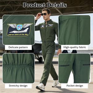 Disfraz de Piloto de Combate JoyFuncos para Hombre, Mono de Aviador, Traje de Vuelo, Disfraz de Halloween, Disfraz de los Años 40, Disfraz de Carnaval, Cosplay - Product Image 4