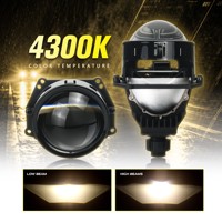 GOODZOOM 3.0 Phare à lentille de projecteur Bi-LED 4300K Jaune doré 3 pouces Étanche Phares de projecteur Bi-LED pour voiture 88W/80W