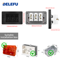 DELEFU Enchufe USB de Acero Inoxidable Negro Duradero Tipo 10A/20A Modelo Brasileño 118 con Carga Rápida Tipo-C de 20W