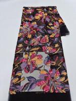 Tissu en dentelle à mailles florales écologiques avec broderie de sequins, 5 yards, pour robes de soirée nigérianes