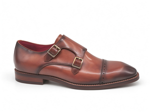 Chaussures habillées marron pour hommes à double boucle, en cuir véritable, à bout capuchon, idéales pour mariage, bureau, affaires et soirées - Product Image 3