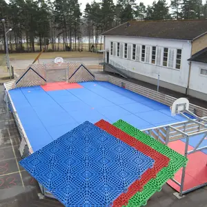Modüler fayans spor döşeme hareketli açık basketbol badminton kauçuk kort zemini mat döşeme fayans satılık