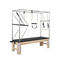 Ensemble de studio de Pilates en bois d'érable cinq pièces en stock, avec lits balançoires et équipement grand format, de la marque Cadillac Bed Factory, pour la vente en gros