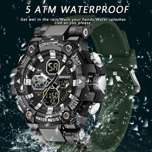 SANDA 3369 <b>Teenager</b> <b>Watch</b>, Multifunctional Chronograph Alarm Wristwatch, Sports Waterproof Dual Display Electronic <b>Watch</b> - Product Image 5