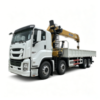 Grue à flèche pliante montée sur camion à essieu arrière robuste de 12 tonnes avec stabilisateurs pour la manutention de charges et de machines lourdes
