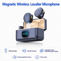 Microphone sans fil 2,4 GHz à fixation cravate, réduction du bruit, effet de réverbération, pour diffusion en direct et enregistrement