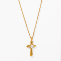 Collier pendentif croix en acier inoxydable plaqué or 18 carats, collier croix minimaliste délicat pour femmes, bijoux tendance